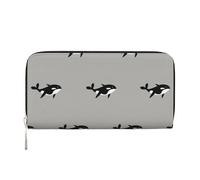 Hnnkloy Orca balena modello senza cuciture stile cartone animato, Portafogli in pelle PU, grande capacità, portafoglio con pochette per uomo e donna