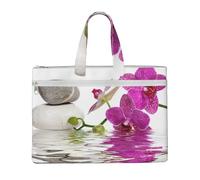 Hnnkloy Orchidea viola,Borsa portadocumenti in tela con cerniera, borsa a mano, valigetta per scuola e ufficio