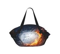 Hnnkloy Pallavolo Ghiaccio e Fuoco,Tappetino da campeggio multifunzionale pieghevole, coperta da picnic utilizzabile anche come borsa da campeggio.