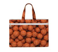 Hnnkloy Pallone da basket arancione,Borsa portadocumenti in tela con cerniera, borsa a mano, valigetta per scuola e ufficio