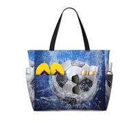 Hnnkloy Pallone da calcio stampato ad acqua,Borsa da spiaggia di grande capacità, borsa da viaggio a tracolla per donna, borsa a mano impermeabile