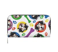 Hnnkloy Pastore australiano colorato e giocoso, Portafogli in pelle PU, grande capacità, portafoglio con pochette per uomo e donna