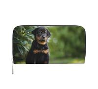 Hnnkloy Pastore francese Beauceron cucciolo nero carino, Portafogli in pelle PU, grande capacità, portafoglio con pochette per uomo e donna