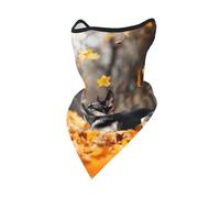 Hnnkloy Pastore tedesco e foglie che cadono,Maschera protettiva morbida per il viso, scaldacollo, mezza maschera, sciarpa, maschera sportiva