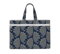 Hnnkloy Pavone Art Déco blu oro,Borsa portadocumenti in tela con cerniera, borsa a mano, valigetta per scuola e ufficio