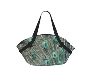 Hnnkloy Pavone che mostra le piume con le ali aperte,Tappetino da campeggio multifunzionale pieghevole, coperta da picnic utilizzabile anche come borsa da campeggio.