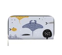 Hnnkloy Pesce e razza dei cartoni animati, Portafogli in pelle PU, grande capacità, portafoglio con pochette per uomo e donna