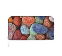Hnnkloy Pietre colorate stampate, Portafogli in pelle PU, grande capacità, portafoglio con pochette per uomo e donna