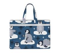 Hnnkloy Pinguini carini e fiocchi di neve,Borsa portadocumenti in tela con cerniera, borsa a mano, valigetta per scuola e ufficio