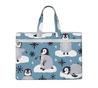 Hnnkloy Pinguini carini e fiocchi di neve,Borsa portadocumenti in tela con cerniera, borsa a mano, valigetta per scuola e ufficio