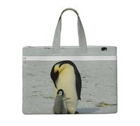 Hnnkloy Pinguino madre e pinguino cucciolo,Borsa portadocumenti in tela con cerniera, borsa a mano, valigetta per scuola e ufficio