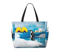 Hnnkloy Pinguino stampato,Borsa da spiaggia di grande capacità, borsa da viaggio a tracolla per donna, borsa a mano impermeabile
