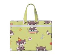 Hnnkloy Procione Kawaii carino,Borsa portadocumenti in tela con cerniera, borsa a mano, valigetta per scuola e ufficio