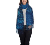 Hnnkloy Programmatore Codice binario blu,Sciarpa in cashmere imitazione moda da donna, scialle leggero con nappe 197x72 cm