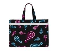 Hnnkloy Punto interrogativo al neon senza soluzione di continuità,Borsa portadocumenti in tela con cerniera, borsa a mano, valigetta per scuola e ufficio