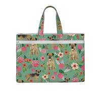 Hnnkloy Razza di cane Border Terrier Florals,Borsa portadocumenti in tela con cerniera, borsa a mano, valigetta per scuola e ufficio