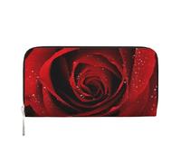 Hnnkloy Rosa rossa, Portafogli in pelle PU, grande capacità, portafoglio con pochette per uomo e donna