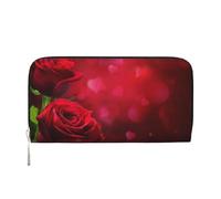 Hnnkloy Rosa rossa stampata, Portafogli in pelle PU, grande capacità, portafoglio con pochette per uomo e donna