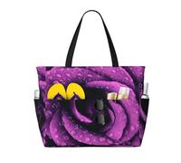 Hnnkloy Rosa viola stampata,Borsa da spiaggia di grande capacità, borsa da viaggio a tracolla per donna, borsa a mano impermeabile