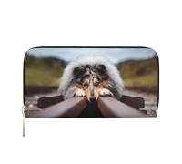 Hnnkloy Rough Collie Bokeh Railway Dogs Animali domestici Ruvidi, Portafogli in pelle PU, grande capacità, portafoglio con pochette per uomo e donna