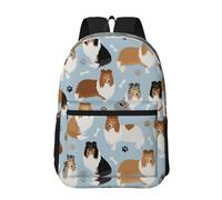 Hnnkloy Rough Collie Paws And Bones,Zaino da 17 pollici con tasche, zaino casual, resistente all'acqua, borsa da scuola