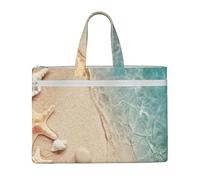 Hnnkloy Sabbia di mare con stelle marine,Borsa portadocumenti in tela con cerniera, borsa a mano, valigetta per scuola e ufficio