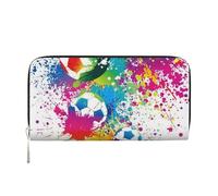 Hnnkloy Schizzi colorati su tutto il campo da calcio, Portafogli in pelle PU, grande capacità, portafoglio con pochette per uomo e donna