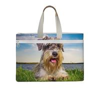 Hnnkloy Schnauzer Lawn Pets Cani grigi Chnauzer,Borsa portadocumenti in tela con cerniera, borsa a mano, valigetta per scuola e ufficio