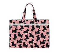 Hnnkloy Scottish Terrier Pattern Rosa Nero,Borsa portadocumenti in tela con cerniera, borsa a mano, valigetta per scuola e ufficio