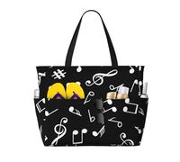 Hnnkloy Segnali musicali neri,Borsa da spiaggia di grande capacità, borsa da viaggio a tracolla per donna, borsa a mano impermeabile