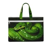 Hnnkloy Serpente verde rettile,Borsa portadocumenti in tela con cerniera, borsa a mano, valigetta per scuola e ufficio