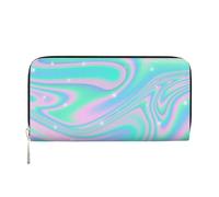 Hnnkloy Sfondo astratto olografico in neon pastello, Portafogli in pelle PU, grande capacità, portafoglio con pochette per uomo e donna