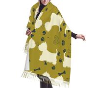 Hnnkloy Silhouette di cane West Highland Animal West,Sciarpa da donna in finto cashmere, grande, leggera, con nappe, stile alla moda, 196x68 cm
