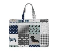 Hnnkloy Silhouette di razza di cane bassotto nero e marrone,Borsa portadocumenti in tela con cerniera, borsa a mano, valigetta per scuola e ufficio