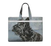 Hnnkloy Simpatico cane Scottish Terrier nero,Borsa portadocumenti in tela con cerniera, borsa a mano, valigetta per scuola e ufficio
