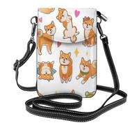 Hnnkloy Simpatico Shiba Inu e divertente disegno di cane,Borsette per cellulari da donna, piccole borse a tracolla - Portafoglio per cellulare in pelle PU con scomparti per carte di credito