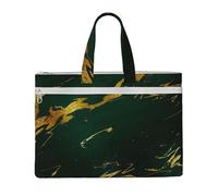 Hnnkloy Smeraldo Verde intenso Toni della terra Marmo dorato,Borsa portadocumenti in tela con cerniera, borsa a mano, valigetta per scuola e ufficio