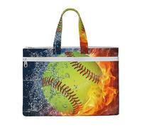 Hnnkloy Softball giallo,Borsa portadocumenti in tela con cerniera, borsa a mano, valigetta per scuola e ufficio