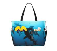 Hnnkloy Squali martello stampati,Borsa da spiaggia di grande capacità, borsa da viaggio a tracolla per donna, borsa a mano impermeabile