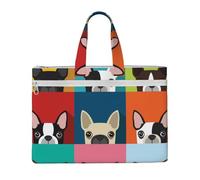 Hnnkloy Stampa colorata del Boston Terrier,Borsa portadocumenti in tela con cerniera, borsa a mano, valigetta per scuola e ufficio