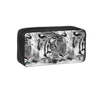 Hnnkloy Stampa tigre bianca e nera, Astuccio portapenne portatile di grande capacità, borsa da cancelleria per scuola e ufficio