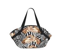 Hnnkloy Stampa zebrata e giraffa,Tappetino da campeggio multifunzionale pieghevole, coperta da picnic utilizzabile anche come borsa da campeggio.