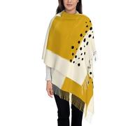 Hnnkloy Stampato in giallo senape e nero,Sciarpa da donna in cashmere imitazione grande e alla moda, scialle leggero con nappe, 197x72 cm