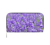 Hnnkloy Stampato viola lavanda, Portafogli in pelle PU, grande capacità, portafoglio con pochette per uomo e donna