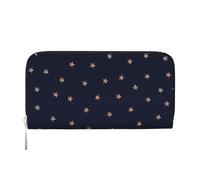 Hnnkloy Stelle scintillanti rosa blu scuro e oro rosa, Portafogli in pelle PU, grande capacità, portafoglio con pochette per uomo e donna