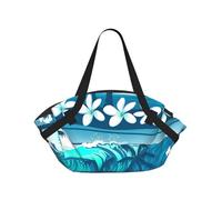 Hnnkloy Surf tropicale blu tra le palme,Tappetino da campeggio multifunzionale pieghevole, coperta da picnic utilizzabile anche come borsa da campeggio.