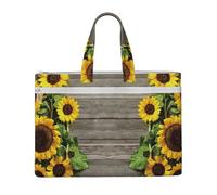 Hnnkloy Tavola di legno con girasoli,Borsa portadocumenti in tela con cerniera, borsa a mano, valigetta per scuola e ufficio