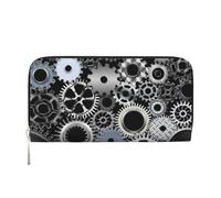 Hnnkloy Tecnologia di rendering di ingranaggi metallici Arte digitale, Portafogli in pelle PU, grande capacità, portafoglio con pochette per uomo e donna