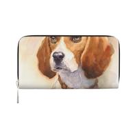 Hnnkloy Testa di Beagle ad acquerello, Portafogli in pelle PU, grande capacità, portafoglio con pochette per uomo e donna
