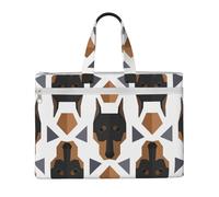 Hnnkloy Testa di Doberman con motivo poligonale,Borsa portadocumenti in tela con cerniera, borsa a mano, valigetta per scuola e ufficio